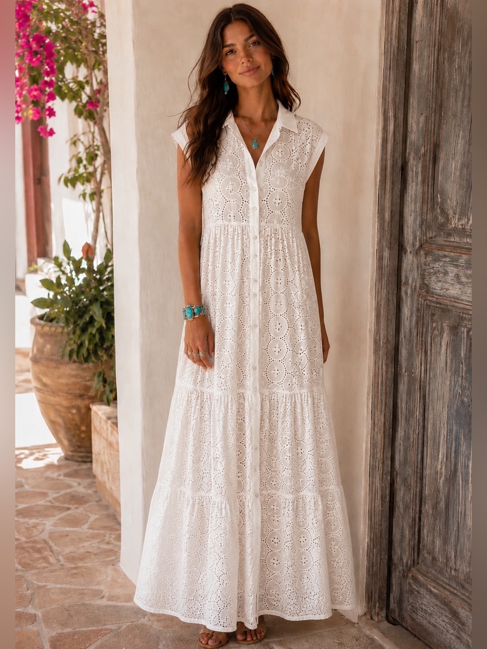 NWOT Jaded Gypsy New Beginnings White Eyelet Maxi/Duster